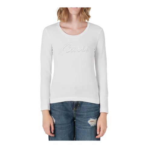 T-shirt Donna a maniche lunghe, con script logo decorato con strass